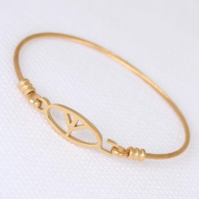 Gold Metal Çelik Figürlü Erkek Kelepçe Bileklik