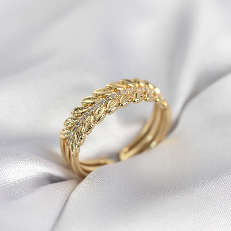 Gold Renk Başak Model Zirkon Taşlı Kadın Yüzük