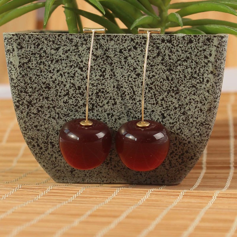 Gold Renk Kiraz Model Kadın Küpe