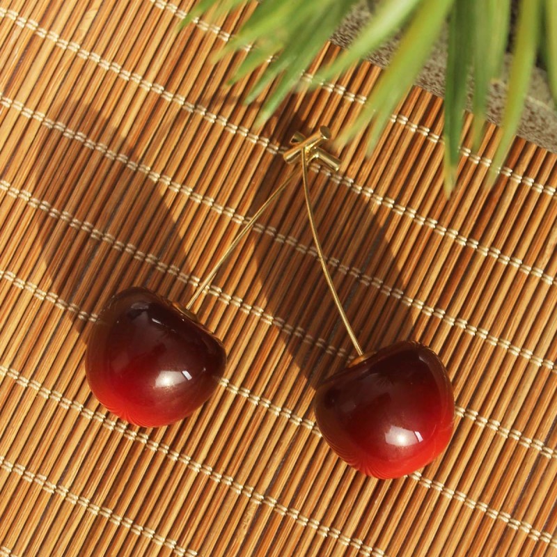 Gold Renk Kiraz Model Kadın Küpe