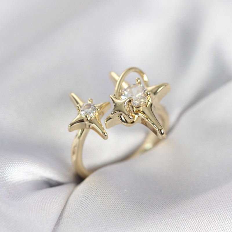 Gold Renk Kutup Yıldızı Model Zirkon Taşlı Kadın Yüzük