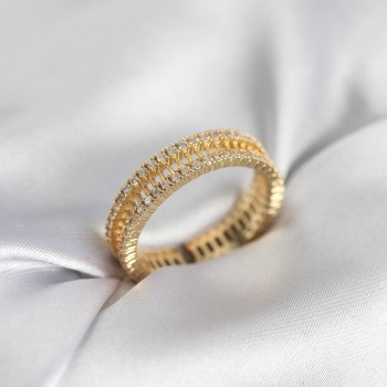 Gold Renk Minimal Zirkon Taşlı Kadın Yüzük