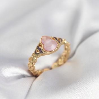 Gold Renk Pembe Damla Model Kadın Yüzük