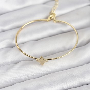 Gold Renk Pirinç Köşeli Yonca Model Kadın Bileklik