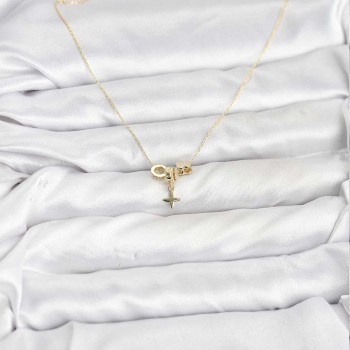 Gold Renk Pirinç Minimal Charmlı Kadın Kolye