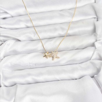 Gold Renk Pirinç Minimal Yıldız Model Kadın Kolye