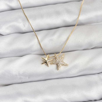 Gold Renk Pirinç Minimal Yıldız Model Kadın Kolye