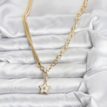 Gold Renk Pirinç Yıldız Model Kadın Kolye