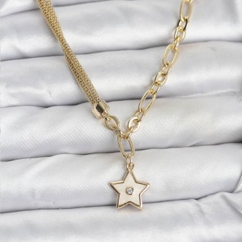 Gold Renk Pirinç Yıldız Model Kadın Kolye