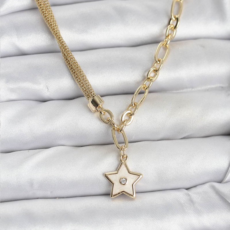Gold Renk Pirinç Yıldız Model Kadın Kolye