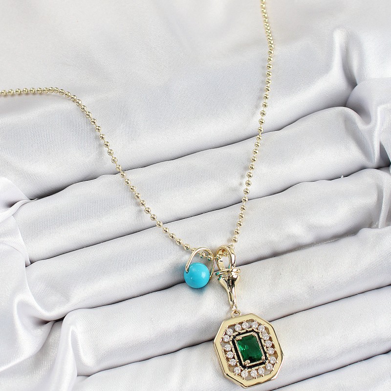 Gold Renk Pirinç Zirkon Taşlı Kadın Serenay Kolyesi