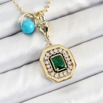 Gold Renk Pirinç Zirkon Taşlı Kadın Serenay Kolyesi