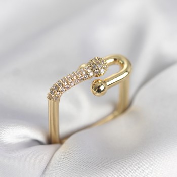 Gold Renk Zirkon Taşlı Tifani Model Kare Kadın Yüzük