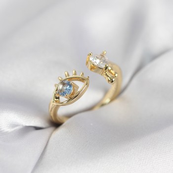 Gözyaşı Model Gold Renk Zirkon Taşlı Kadın Yüzük