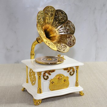 Gramofon Müzik Kutusu Beyaz 