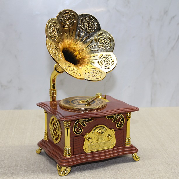 Gramofon Müzik Kutusu Kahverengi 