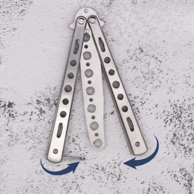 Gri Katlanabilir Paslanmaz Çelik Kelebek Bıçak Tasarımlı Tarak