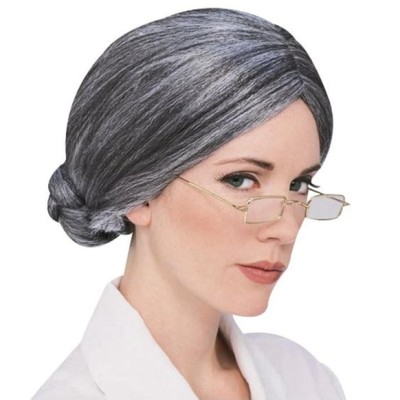 Gri Yaşlı Peruğu çocuk yetişkin uyumlu