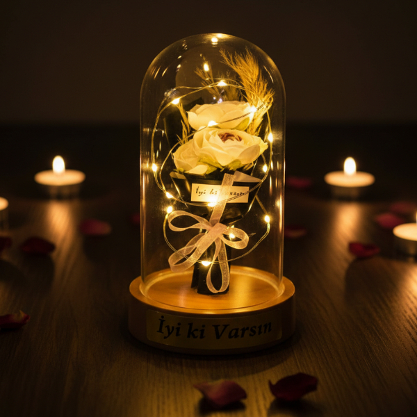 Gül Buketi Ledli Fanus 