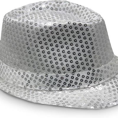 Gümüş Payetli Fötr Şapka Yetişkin Boy