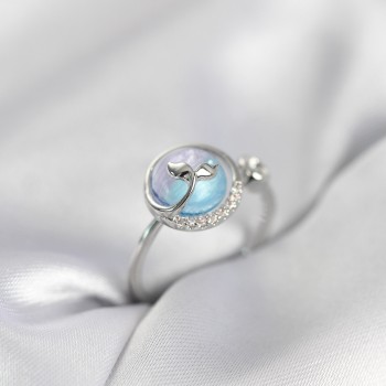 Gümüş Renk Balık Kuyruğu Okyanus Model Kadın Yüzük