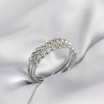 Gümüş Renk Başak Model Zirkon Taşlı Kadın Yüzük