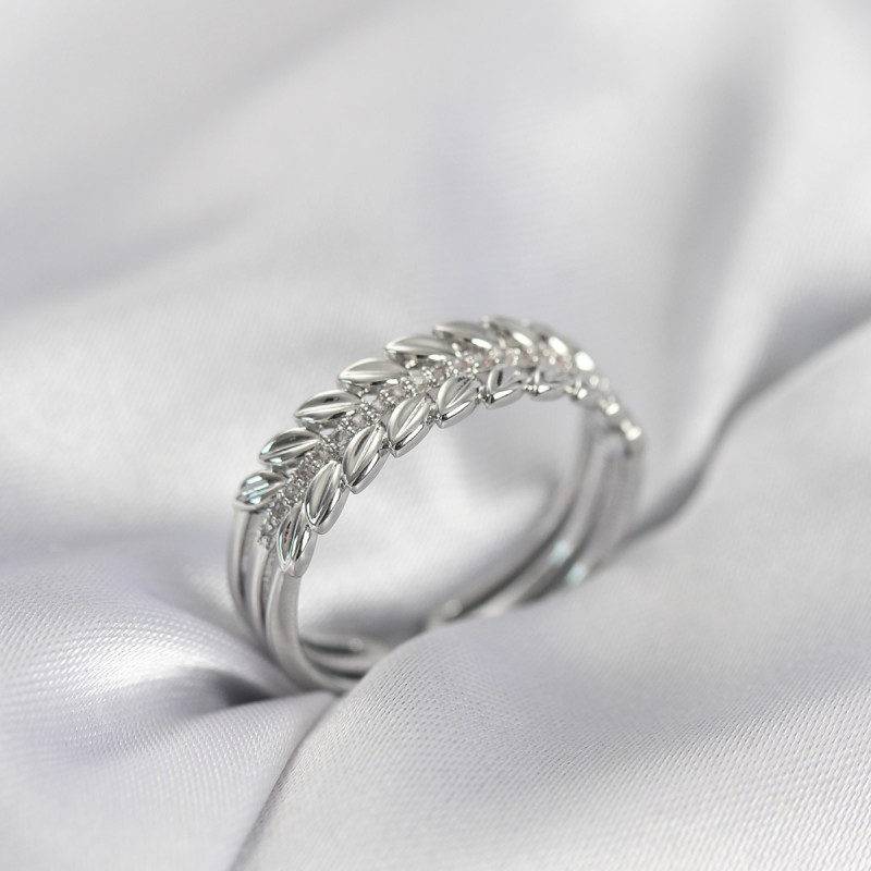 Gümüş Renk Başak Model Zirkon Taşlı Kadın Yüzük