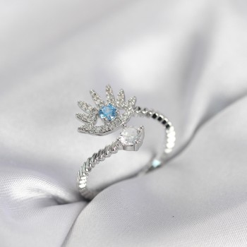 Gümüş Renk Göz Model Zirkon Taşlı Kadın Yüzük