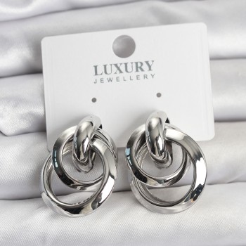 Gümüş Renk Halka Model Pirinç Kadın Küpe