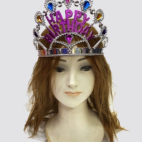 Gümüş Renk Happy Birthday Yazılı Doğum Günü Tacı 