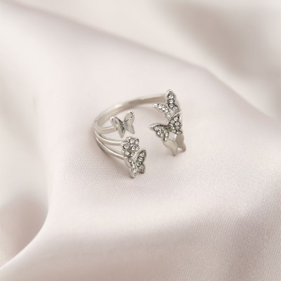 Gümüş Renk Metal Kelebek Model Kadın Yüzük