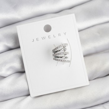 Gümüş Renk Pirinç Zirkon Taşlı Kıkırdak Earcuff Küpe