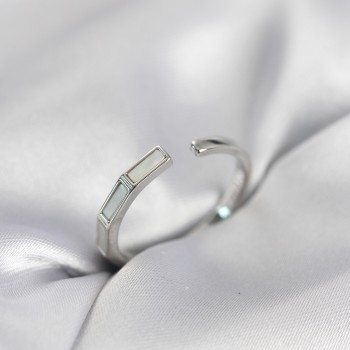 Gümüş Renk Sedefli Çubuk Model Kadın Yüzük