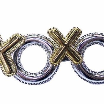 Gümüş Renk Xoxo Yazılı Parti Gözlüğü