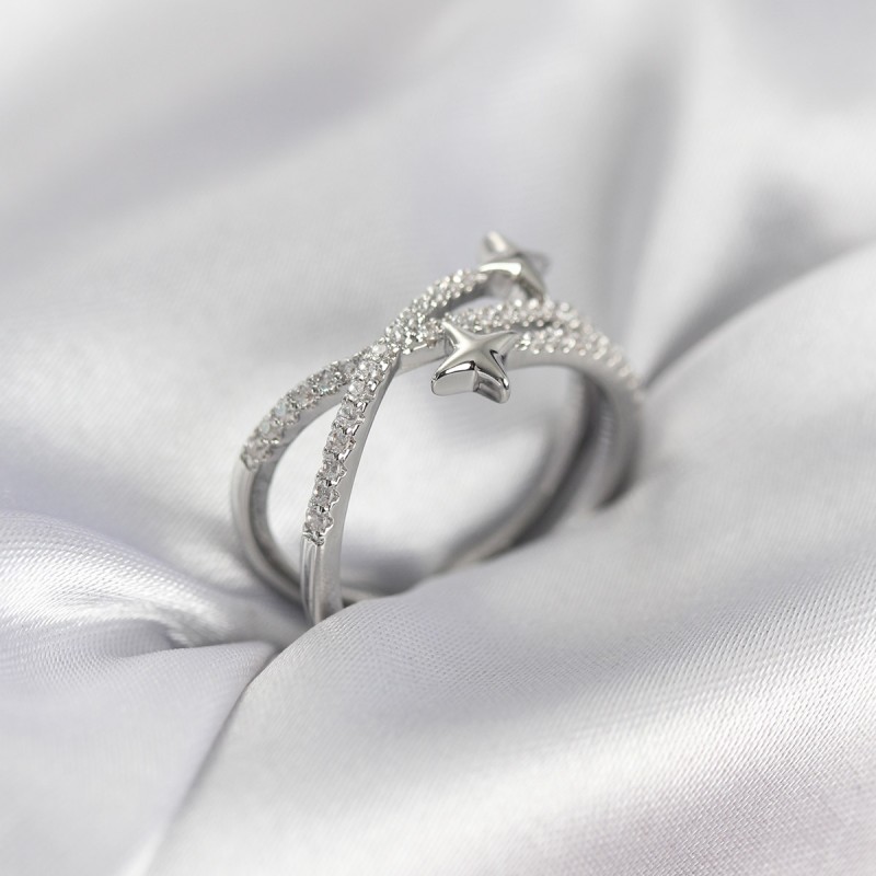 Gümüş Renk Zirkon Taşlı Halley Model Kadın Yüzük