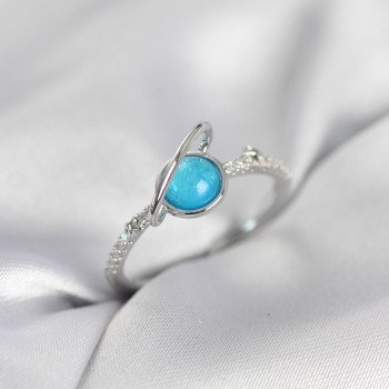 Gümüş Renk Zirkon Taşlı Satürn Model Kadın Yüzük