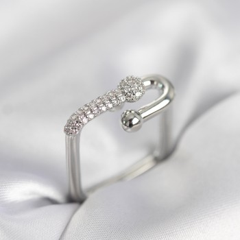 Gümüş Renk Zirkon Taşlı Tifani Model Kare Kadın Yüzük