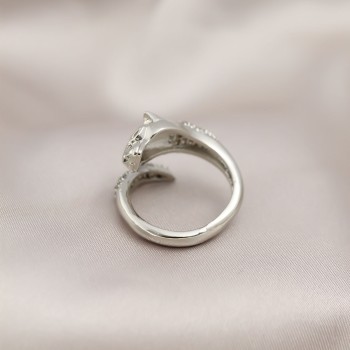 Gümüş Renkli Metal Kaplan Model Zirkon Taşlı Kadın Yüzük