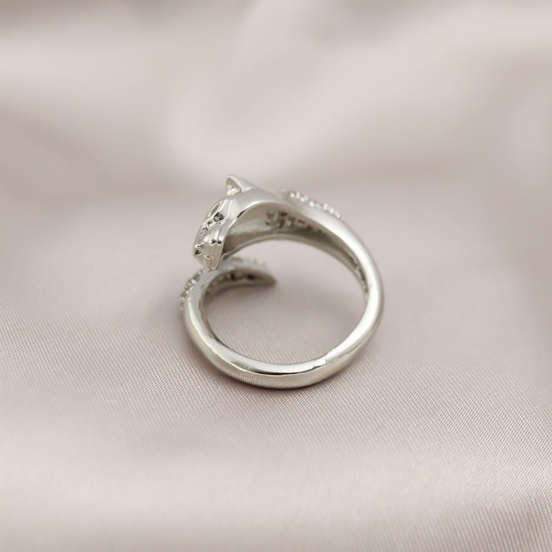 Gümüş Renkli Metal Kaplan Model Zirkon Taşlı Kadın Yüzük