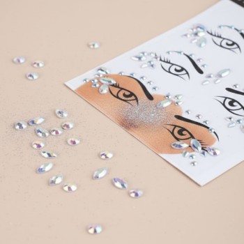 Gümüş Taşlı Makyaj Yüz Süsü