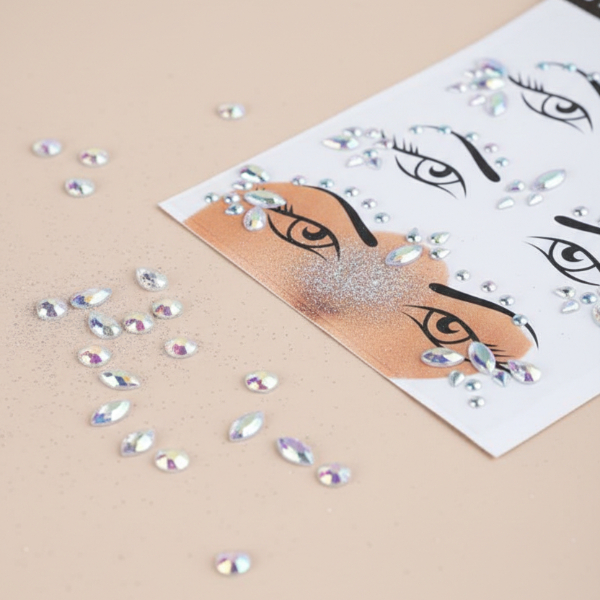 Gümüş Taşlı Makyaj Yüz Süsü