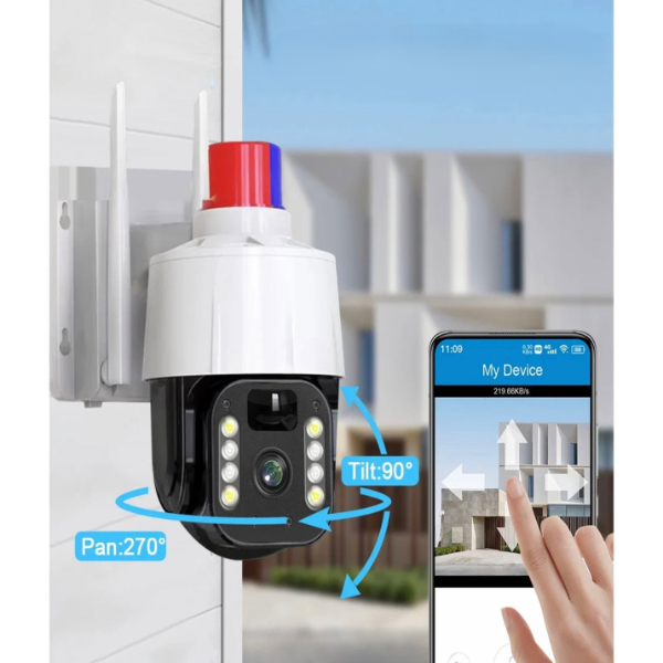 Güneş Enerjili Alarmlı Çakarlı Dış Mekan Güvenlik Kamerası 