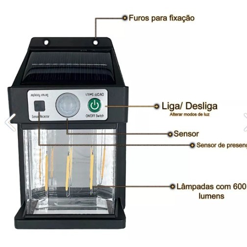 Güneş Enerjili Hareket Sensörlü Duvar Lambası