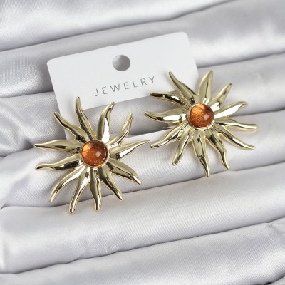 Güneş Model Gold Renk Pirinç Kadın Küpe