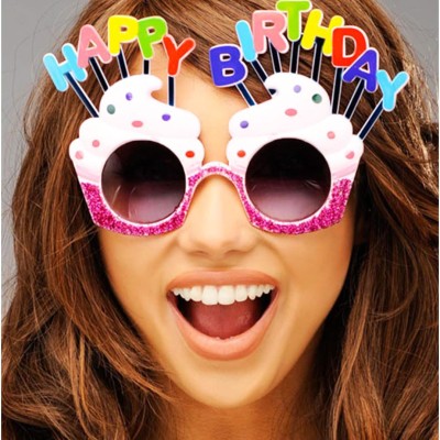 Happy Birthday Beyaz Fuşya Parti Gözlüğü