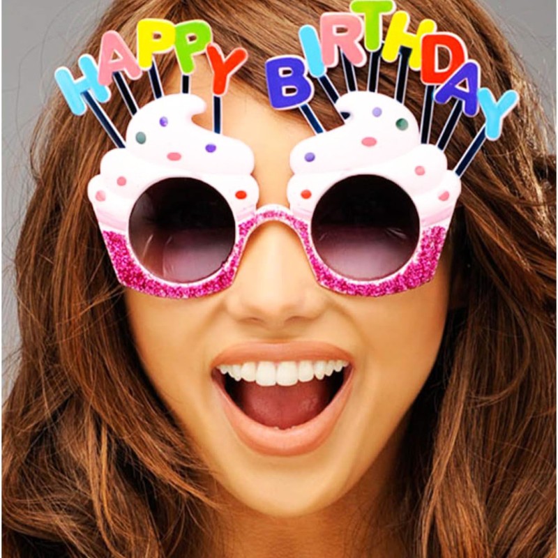 Happy Birthday Beyaz Fuşya Parti Gözlüğü