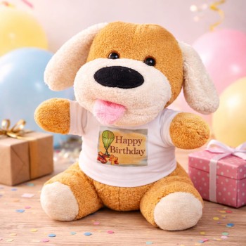 Happy Birthday Tişörtlü Peluş Köpek