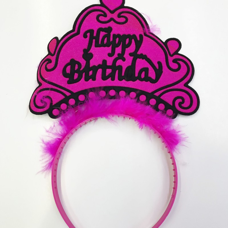 Happy Birthday Yazılı Neon Renk Taç 12 Adet