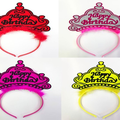 Happy Birthday Yazılı Neon Renk Taç 12 Adet