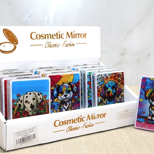 Hareketli Sulu Detaylı Köpek Figürlü El Aynası 